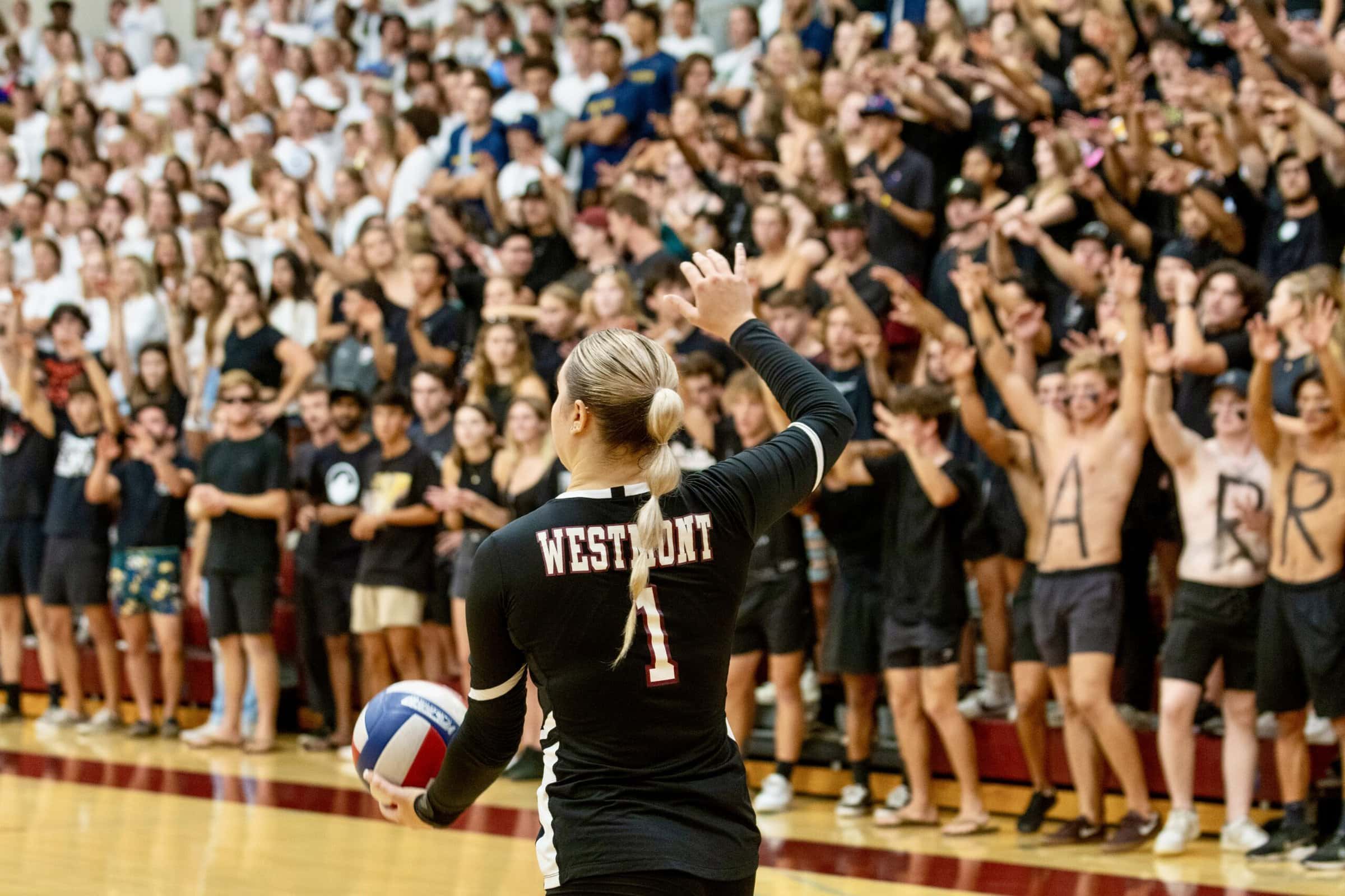 W633 Westmont College women's volleyball - great crowd shot